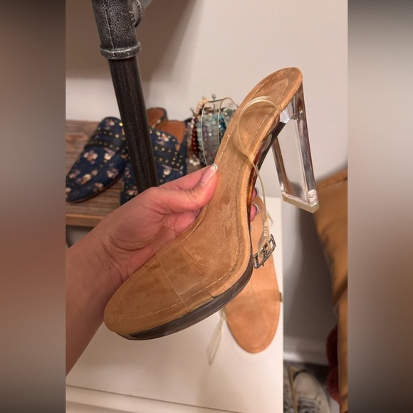 Transparent Strap Tan Heels - Picture 2 of 5